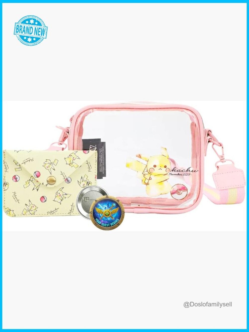 Pikachu Crossbody Bag with Wallet Pokemon Transparent Purse Set